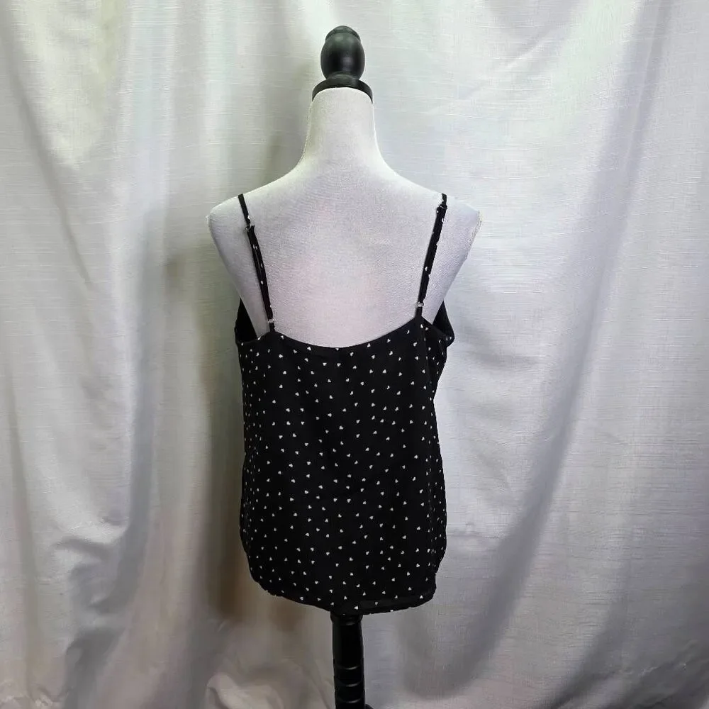 Socialite Black and White Polka Dot Flowy Tank Top Size Large